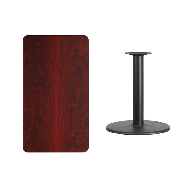 Flash Furniture 24'' x 42'' Rectangular Mahogany Laminate Table Top with 24'' Round Table Height Base - XU-MAHTB-2442-TR24-GG