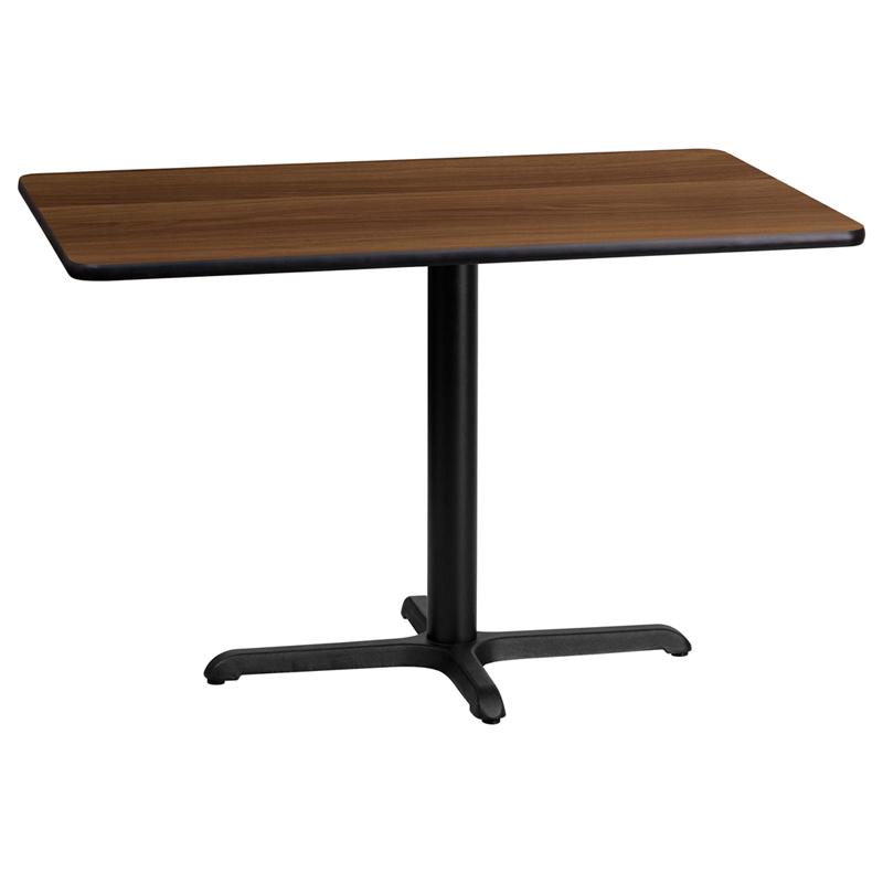 Flash Furniture 24'' x 42'' Rectangular Walnut Laminate Table Top with 22'' x 30'' Table Height Base - XU-WALTB-2442-T2230-GG