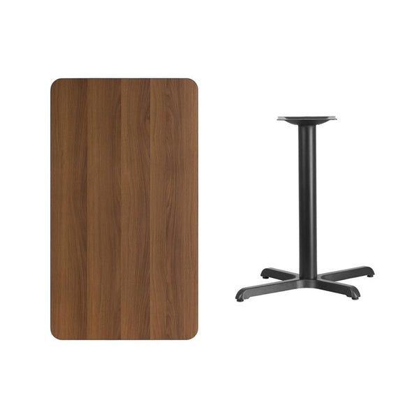 Flash Furniture 24'' x 42'' Rectangular Walnut Laminate Table Top with 22'' x 30'' Table Height Base - XU-WALTB-2442-T2230-GG