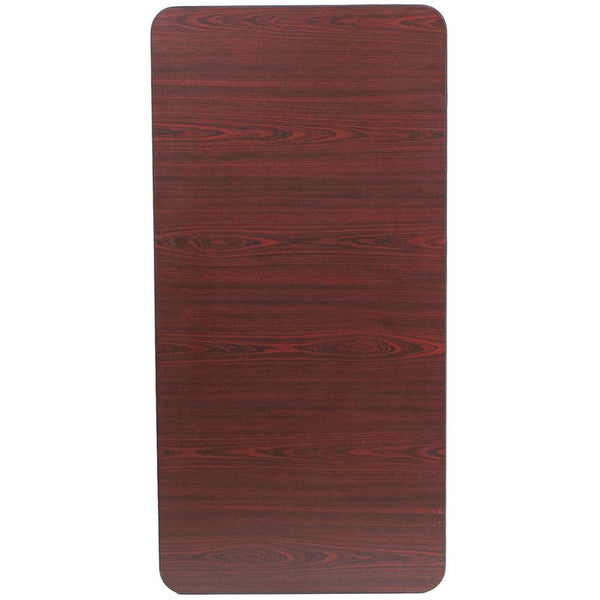 Flash Furniture 24'' x 48'' Rectangular Mahogany Melamine Laminate Folding Banquet Table - YT-2448-MEL-WAL-GG