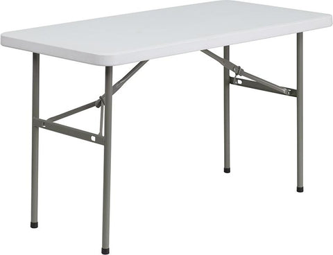 Flash Furniture 24''W x 48''L Granite White Plastic Folding Table - DAD-YCZ-122-2-GG