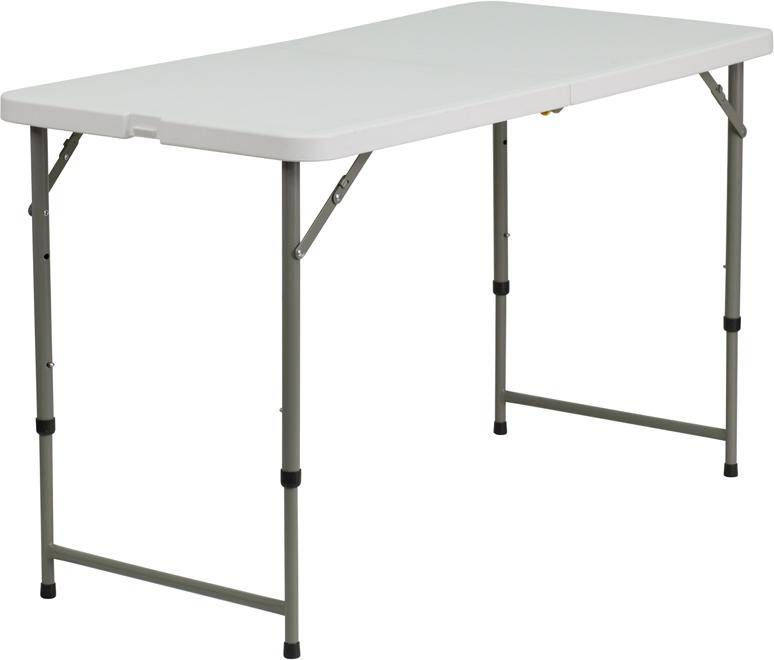 Flash Furniture 24''W x 48''L Height Adjustable Bi-Fold Granite White Plastic Folding Table - DAD-YCZ-122Z-2-GG