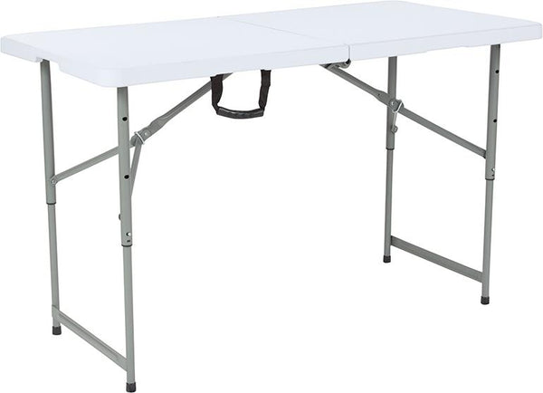 Flash Furniture 24"W x 48"L Height Adjustable Bi-Fold Granite White Plastic Folding Table - RB-2448ADJ-GG