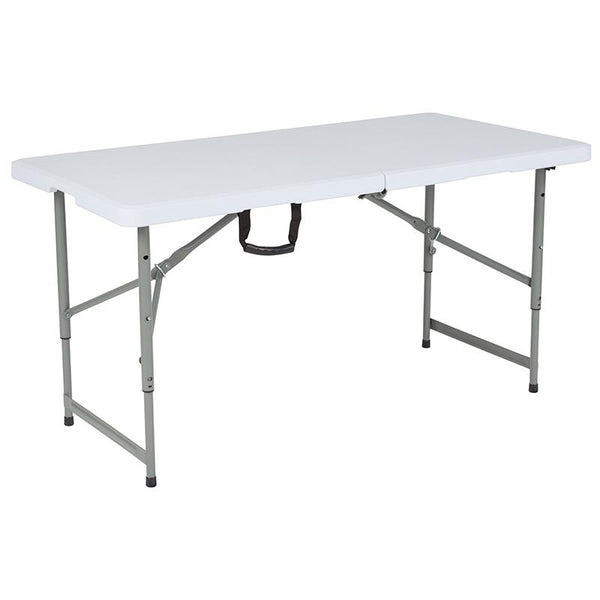 Flash Furniture 24"W x 48"L Height Adjustable Bi-Fold Granite White Plastic Folding Table - RB-2448ADJ-GG