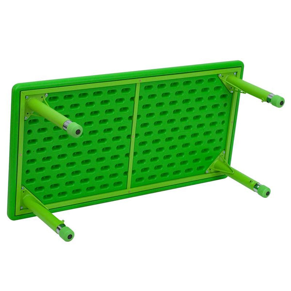 Flash Furniture 24''W x 48''L Rectangular Green Plastic Height Adjustable Activity Table - YU-YCX-001-2-RECT-TBL-GREEN-GG