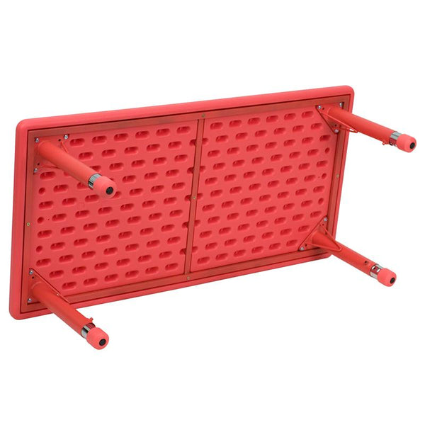Flash Furniture 24''W x 48''L Rectangular Red Plastic Height Adjustable Activity Table - YU-YCX-001-2-RECT-TBL-RED-GG