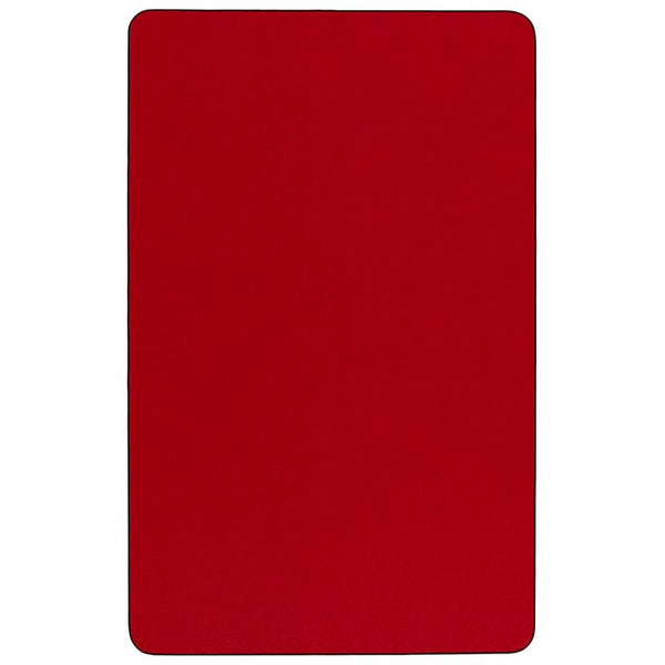 Flash Furniture 24''W x 48''L Rectangular Red Thermal Laminate Activity Table - Height Adjustable Short Legs - XU-A2448-REC-RED-T-P-GG