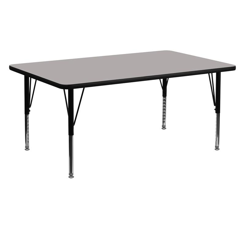 Flash Furniture 24''W x 60''L Rectangular Grey HP Laminate Activity Table - Height Adjustable Short Legs - XU-A2460-REC-GY-H-P-GG