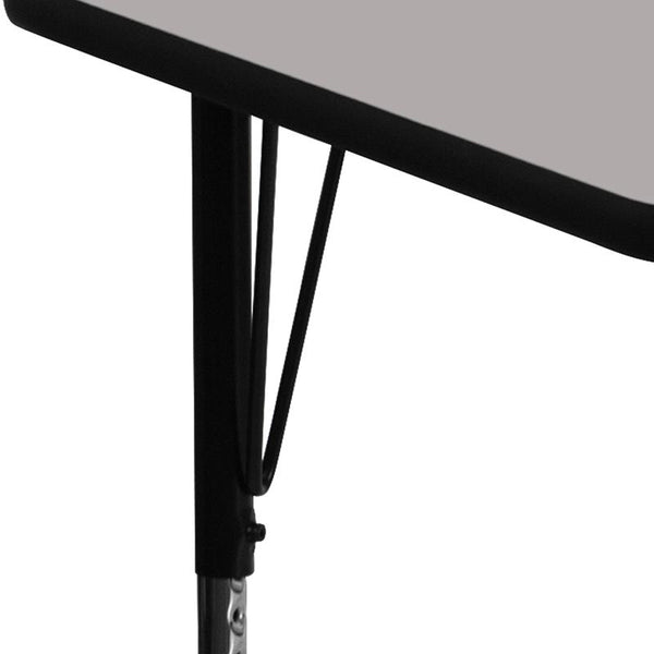 Flash Furniture 24''W x 60''L Rectangular Grey HP Laminate Activity Table - Standard Height Adjustable Legs - XU-A2460-REC-GY-H-A-GG