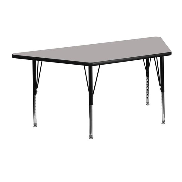 Flash Furniture 25''W x 45''L Trapezoid Grey HP Laminate Activity Table - Height Adjustable Short Legs - XU-A2448-TRAP-GY-H-P-GG