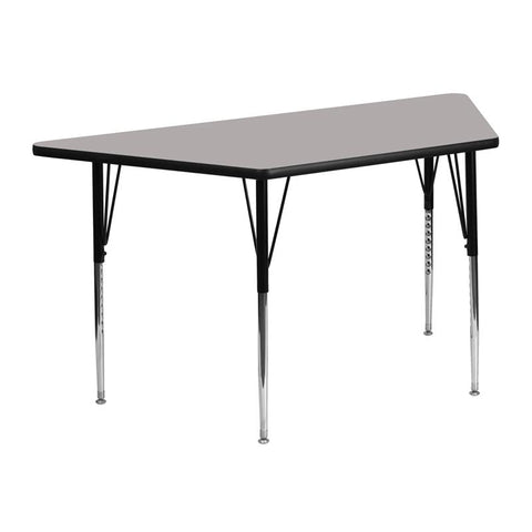 Flash Furniture 25''W x 45''L Trapezoid Grey HP Laminate Activity Table - Standard Height Adjustable Legs - XU-A2448-TRAP-GY-H-A-GG