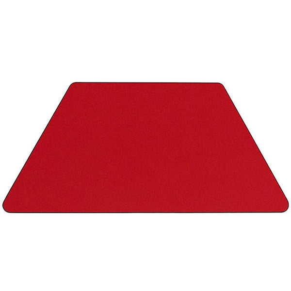 Flash Furniture 25''W x 45''L Trapezoid Red HP Laminate Activity Table - Height Adjustable Short Legs - XU-A2448-TRAP-RED-H-P-GG