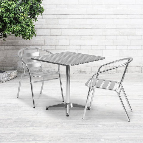 Flash Furniture 27.5'' Square Aluminum Indoor-Outdoor Table with Base - TLH-053-2-GG