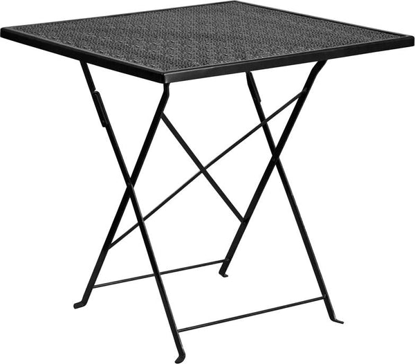 Flash Furniture 28'' Square Black Indoor-Outdoor Steel Folding Patio Table - CO-1-BK-GG