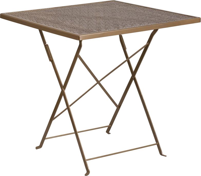 Flash Furniture 28'' Square Gold Indoor-Outdoor Steel Folding Patio Table - CO-1-GD-GG