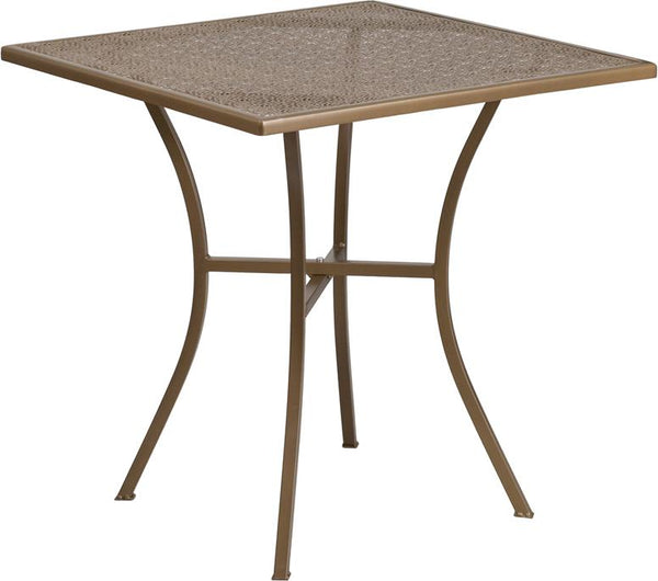 Flash Furniture 28'' Square Gold Indoor-Outdoor Steel Patio Table - CO-5-GD-GG