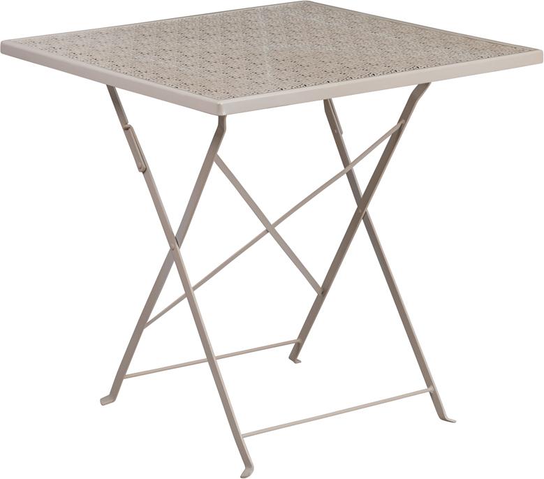 Flash Furniture 28'' Square Light Gray Indoor-Outdoor Steel Folding Patio Table - CO-1-SIL-GG