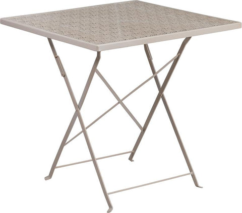 Flash Furniture 28'' Square Light Gray Indoor-Outdoor Steel Folding Patio Table - CO-1-SIL-GG