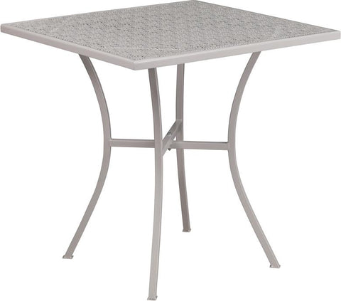 Flash Furniture 28'' Square Light Gray Indoor-Outdoor Steel Patio Table - CO-5-SIL-GG