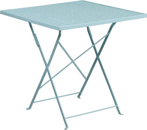 Flash Furniture 28'' Square Sky Blue Indoor-Outdoor Steel Folding Patio Table - CO-1-SKY-GG