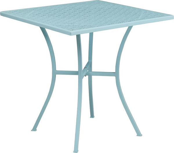 Flash Furniture 28'' Square Sky Blue Indoor-Outdoor Steel Patio Table - CO-5-SKY-GG