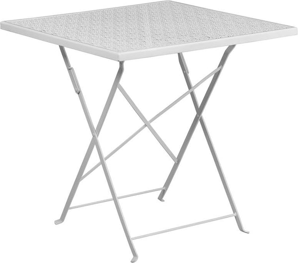 Flash Furniture 28'' Square White Indoor-Outdoor Steel Folding Patio Table - CO-1-WH-GG