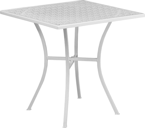 Flash Furniture 28'' Square White Indoor-Outdoor Steel Patio Table - CO-5-WH-GG