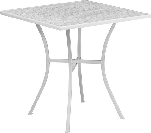 Flash Furniture 28'' Square White Indoor-Outdoor Steel Patio Table - CO-5-WH-GG