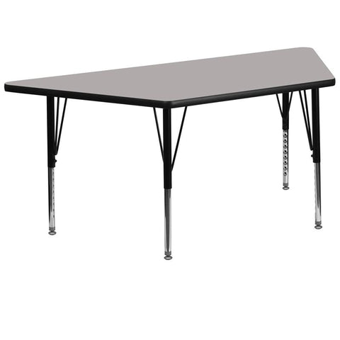 Flash Furniture 29.5''W x 57.25''L Trapezoid Grey HP Laminate Activity Table - Height Adjustable Short Legs - XU-A3060-TRAP-GY-H-P-GG