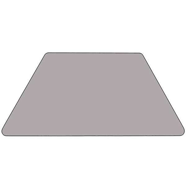 Flash Furniture 29.5''W x 57.25''L Trapezoid Grey Thermal Laminate Activity Table - Height Adjustable Short Legs - XU-A3060-TRAP-GY-T-P-GG