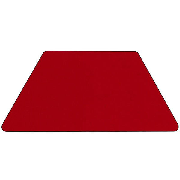Flash Furniture 29.5''W x 57.25''L Trapezoid Red Thermal Laminate Activity Table - Standard Height Adjustable Legs - XU-A3060-TRAP-RED-T-A-GG