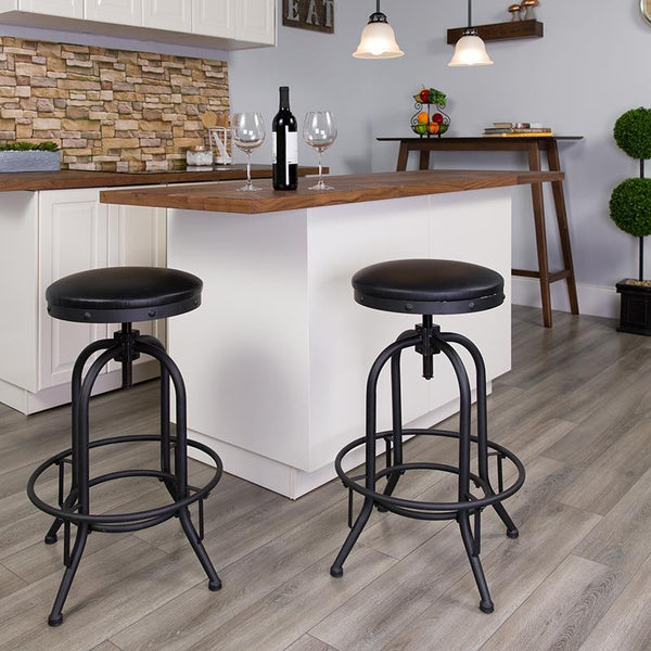 Flash Furniture 30'' Barstool with Swivel Lift Black Leather Seat - ET-BR542-230-GG