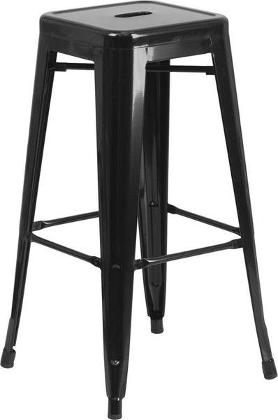 Flash Furniture 30'' High Backless Black Metal Indoor-Outdoor Barstool with Square Seat - CH-31320-30-BK-GG
