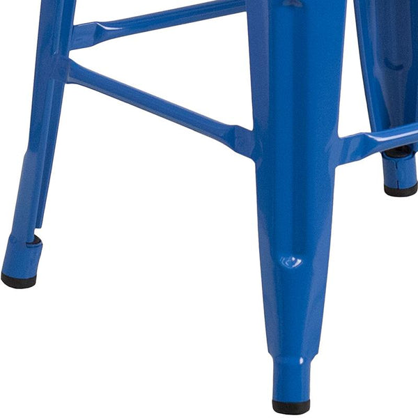 Flash Furniture 30" High Backless Blue Metal Barstool with Square Wood Seat - CH-31320-30-BL-WD-GG