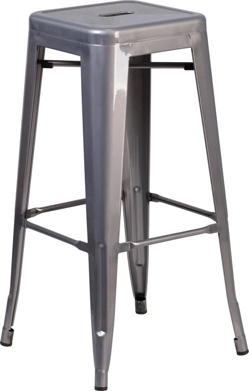 Flash Furniture 30'' High Backless Clear Coated Metal Indoor Barstool with Square Seat - XU-DG-TP0004-30-GG