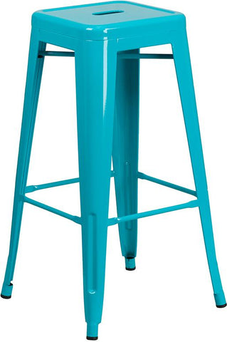 Flash Furniture 30'' High Backless Crystal Teal-Blue Indoor-Outdoor Barstool - ET-BT3503-30-CB-GG