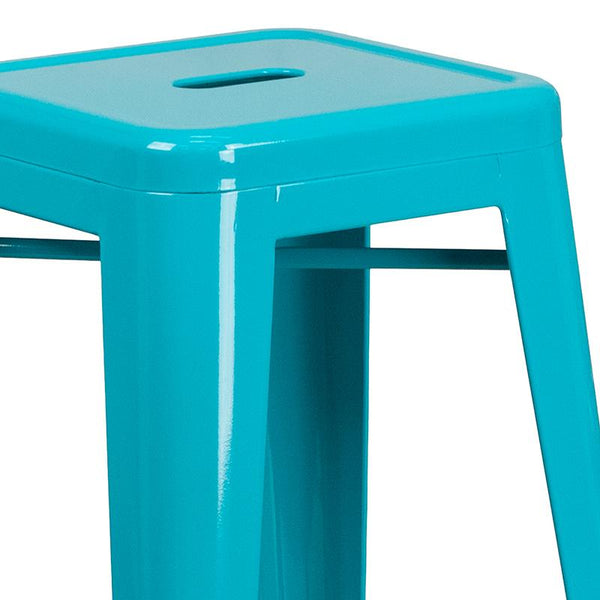 Flash Furniture 30'' High Backless Crystal Teal-Blue Indoor-Outdoor Barstool - ET-BT3503-30-CB-GG