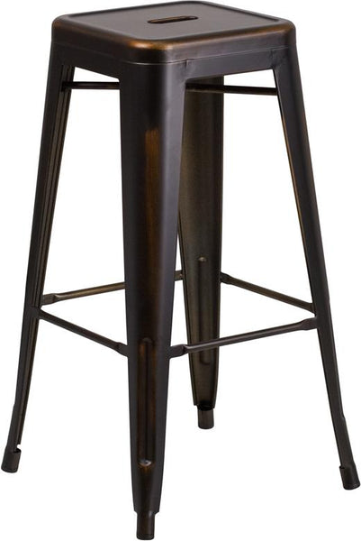 Flash Furniture 30'' High Backless Distressed Copper Metal Indoor-Outdoor Barstool - ET-BT3503-30-COP-GG