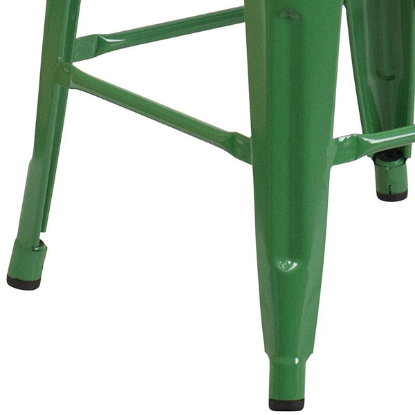 Flash Furniture 30" High Backless Green Metal Barstool with Square Wood Seat - CH-31320-30-GN-WD-GG