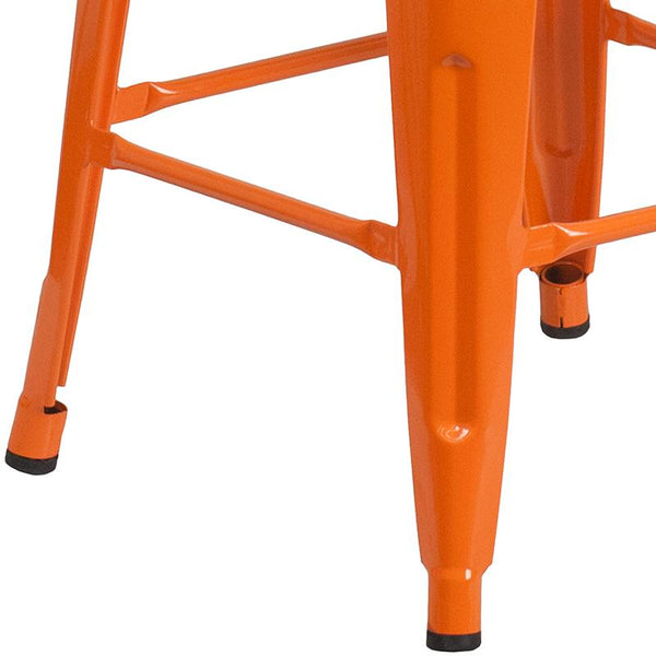 Flash Furniture 30" High Backless Orange Metal Barstool with Square Wood Seat - CH-31320-30-OR-WD-GG