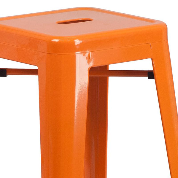 Flash Furniture 30'' High Backless Orange Metal Indoor-Outdoor Barstool with Square Seat - CH-31320-30-OR-GG