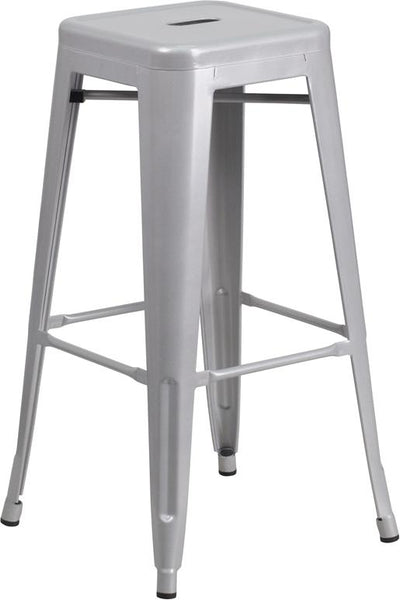 Flash Furniture 30'' High Backless Silver Metal Indoor-Outdoor Barstool with Square Seat - CH-31320-30-SIL-GG