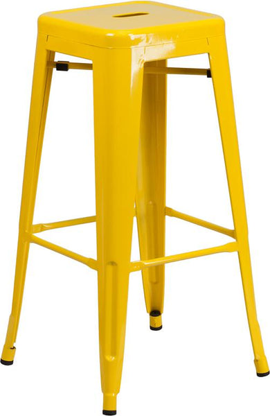 Flash Furniture 30'' High Backless Yellow Metal Indoor-Outdoor Barstool with Square Seat - CH-31320-30-YL-GG