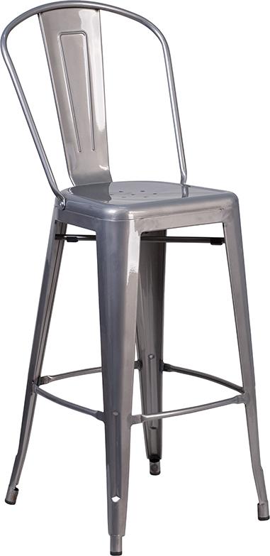 Flash Furniture 30'' High Clear Coated Indoor Barstool with Back - XU-DG-TP001B-30-GG