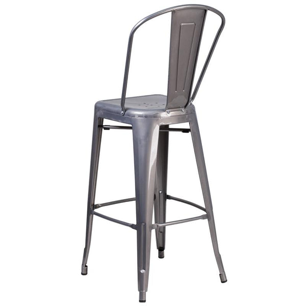Flash Furniture 30'' High Clear Coated Indoor Barstool with Back - XU-DG-TP001B-30-GG