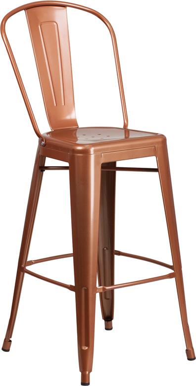 Flash Furniture 30'' High Copper Metal Indoor-Outdoor Barstool with Back - ET-3534-30-POC-GG