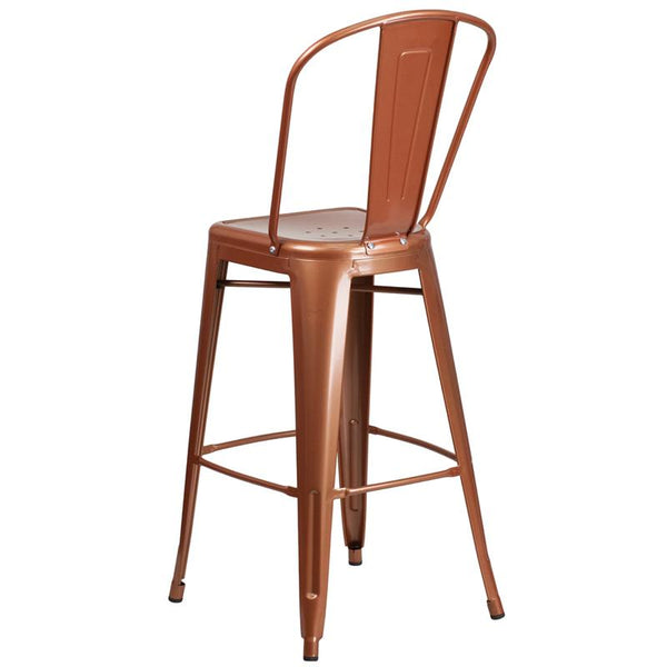 Flash Furniture 30'' High Copper Metal Indoor-Outdoor Barstool with Back - ET-3534-30-POC-GG