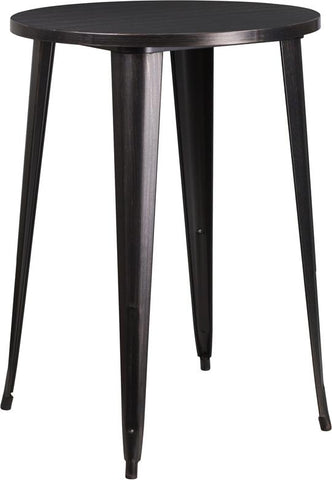 Flash Furniture 30'' Round Black-Antique Gold Metal Indoor-Outdoor Bar Height Table - CH-51090-40-BQ-GG