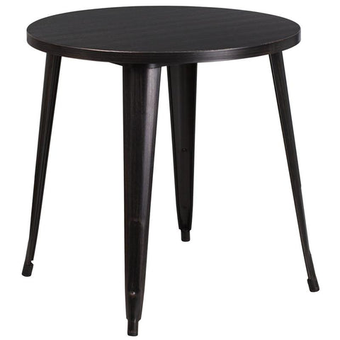 Flash Furniture 30'' Round Black-Antique Gold Metal Indoor-Outdoor Table - CH-51090-29-BQ-GG