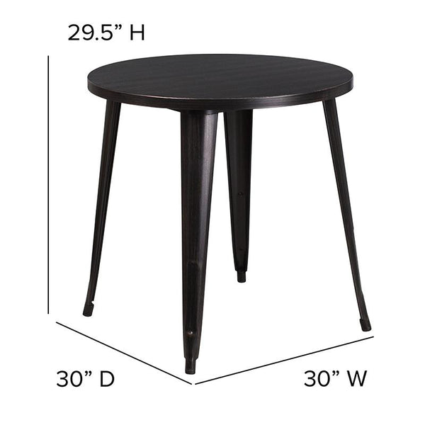 Flash Furniture 30'' Round Black-Antique Gold Metal Indoor-Outdoor Table - CH-51090-29-BQ-GG